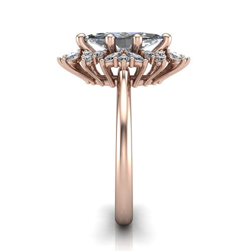 Zoe Marquise Shape Halo Engagement Ring in 18K Rose Gold