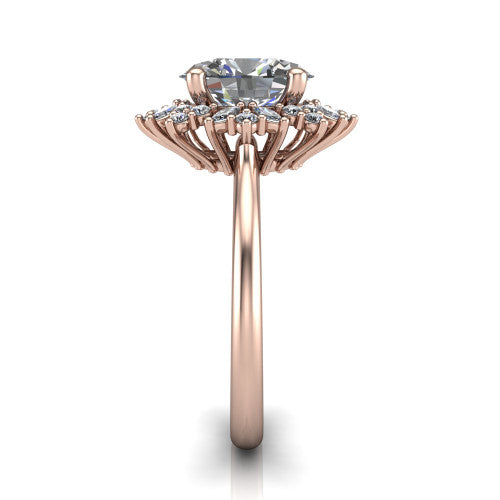 Zoe Oval Shape Halo Engagement Ring in 18K Rose Gold