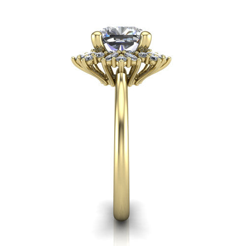 Zoe Cushion Shape Halo Engagement Ring in 18K Yellow Gold