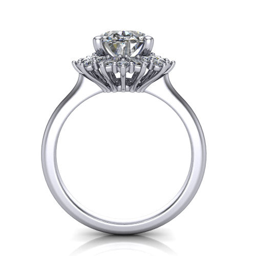 Zoe Oval Shape Halo Engagement Ring in 18K White Gold