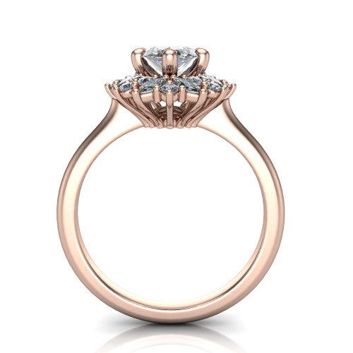 Zoe Marquise Shape Halo Engagement Ring in 14K Rose Gold