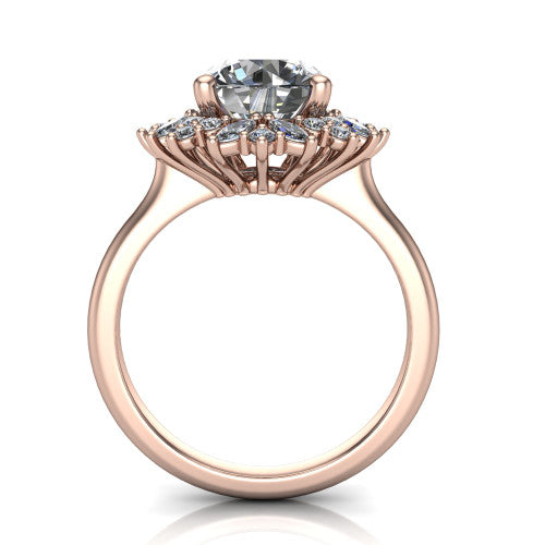 Zoe Round Shape Halo Engagement Ring in 18K Rose Gold