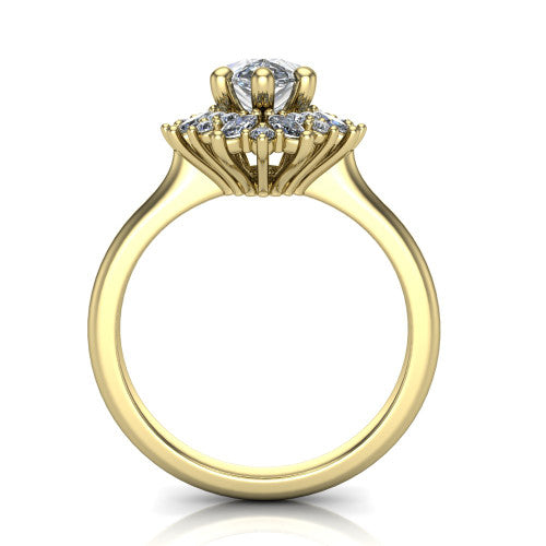 Zoe Pear Shape Halo Engagement Ring in 14K Yellow Gold