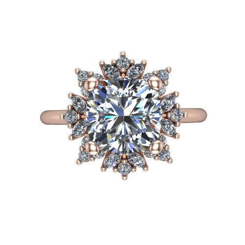Zoe Cushion Shape Halo Engagement Ring in 14K Rose Gold