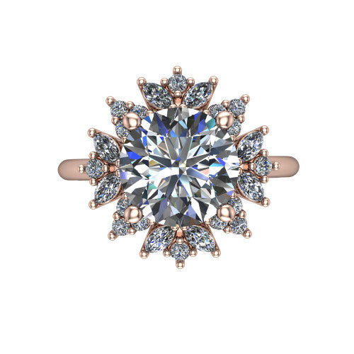 Zoe Round Shape Halo Engagement Ring in 18K Rose Gold