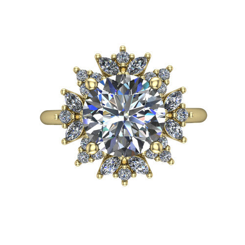 Zoe Round Shape Halo Engagement Ring in 14K Yellow Gold