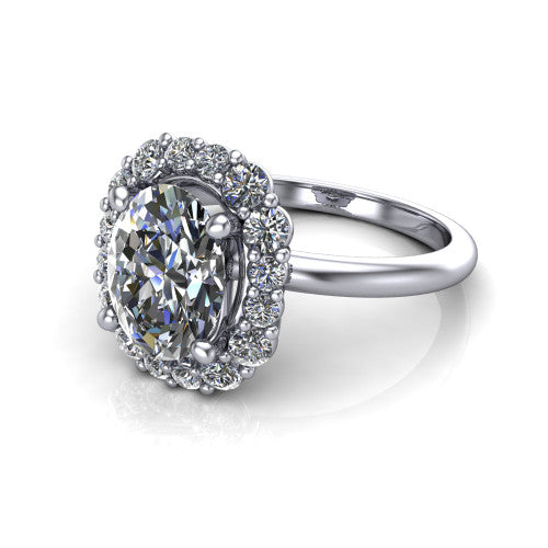 Aaliyah Oval Shape Halo Engagement Ring in Platinum