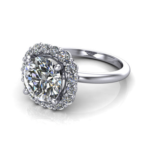 Aaliyah Round Shape Halo Engagement Ring in Platinum