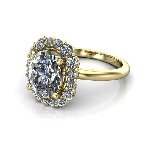 Aaliyah Oval Shape Halo Engagement Ring in 18K Yellow Gold