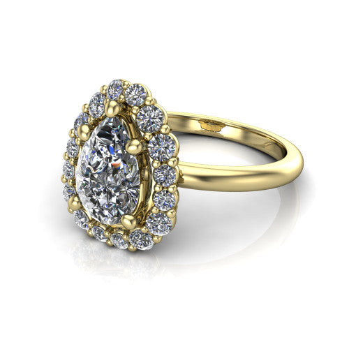 Aaliyah Pear Shape Halo Engagement Ring in 18K Yellow Gold