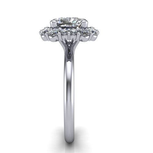 Aaliyah Cushion Shape Halo Engagement Ring in 18K White Gold