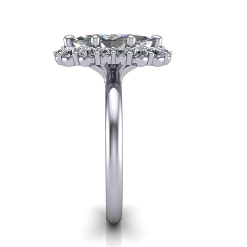 Aaliyah Marquise Shape Halo Engagement Ring in 14K White Gold