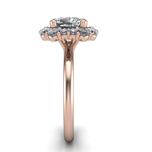 Aaliyah Cushion Shape Halo Engagement Ring in 18K Rose Gold