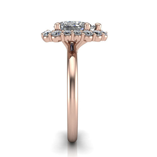 Aaliyah Pear Shape Halo Engagement Ring in 14K Rose Gold