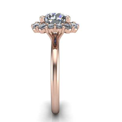 Aaliyah Round Shape Halo Engagement Ring in 14K Rose Gold