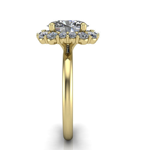 Aaliyah Oval Shape Halo Engagement Ring in 14K Yellow Gold