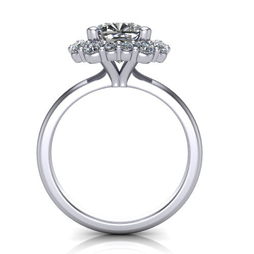 Aaliyah Cushion Shape Halo Engagement Ring in 14K White Gold