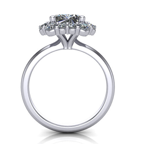 Aaliyah Emerald Shape Halo Engagement Ring in Platinum