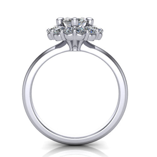 Aaliyah Marquise Shape Halo Engagement Ring in 14K White Gold