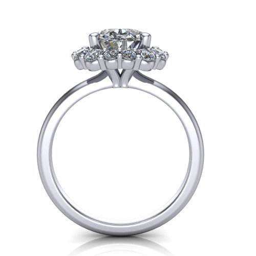 Aaliyah Oval Shape Halo Engagement Ring in Platinum