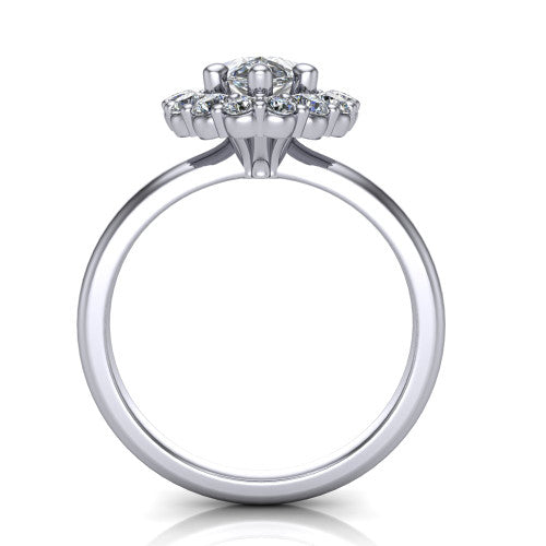 Aaliyah Pear Shape Halo Engagement Ring in 14K White Gold