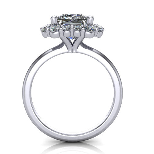 Aaliyah Princess Shape Halo Engagement Ring in 18K White Gold
