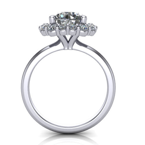 Aaliyah Round Shape Halo Engagement Ring in 14K White Gold