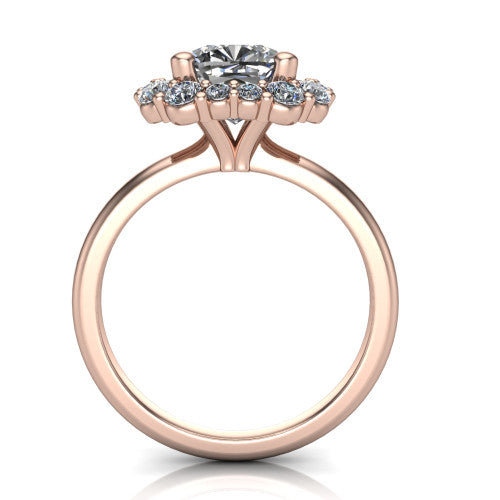 Aaliyah Cushion Shape Halo Engagement Ring in 18K Rose Gold
