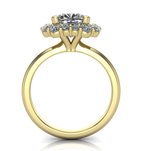 Aaliyah Cushion Shape Halo Engagement Ring in 18K Yellow Gold