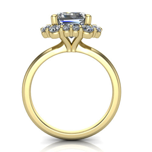 Aaliyah Square Emerald Shape Halo Engagement Ring in 14K Yellow Gold