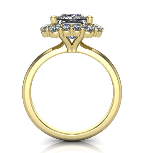Aaliyah Princess Shape Halo Engagement Ring in 18K Yellow Gold