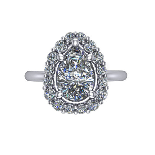 Aaliyah Pear Shape Halo Engagement Ring in 14K White Gold