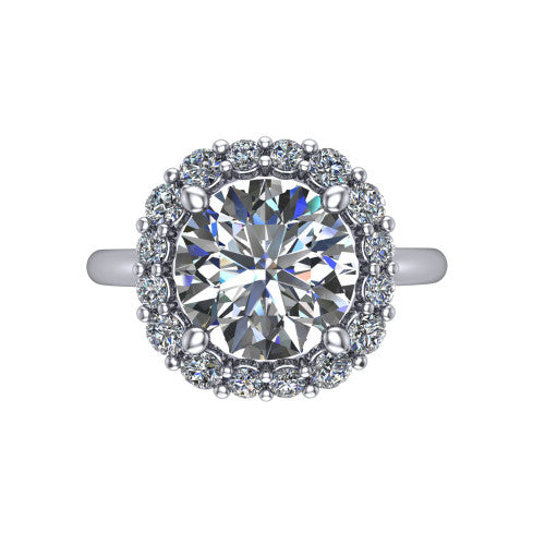 Aaliyah Round Shape Halo Engagement Ring in 18K White Gold