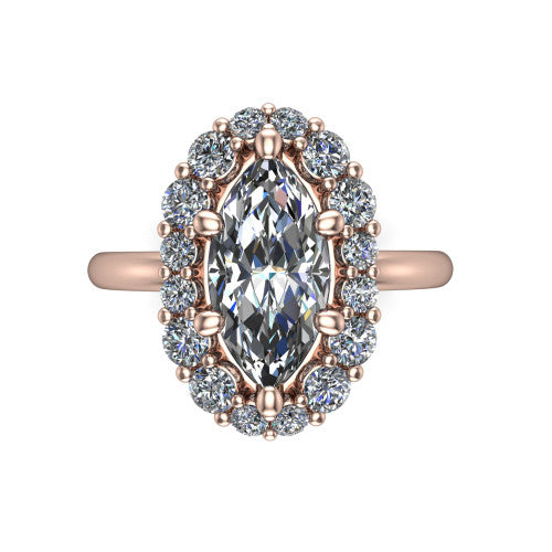 Aaliyah Marquise Shape Halo Engagement Ring in 14K Rose Gold