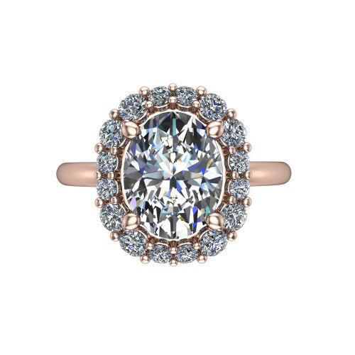 Aaliyah Oval Shape Halo Engagement Ring in 14K Rose Gold