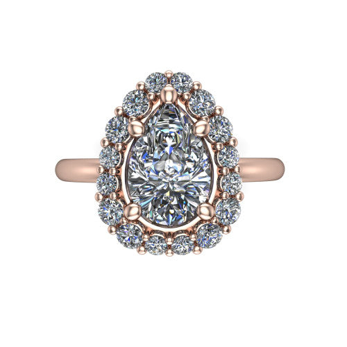 Aaliyah Pear Shape Halo Engagement Ring in 14K Rose Gold
