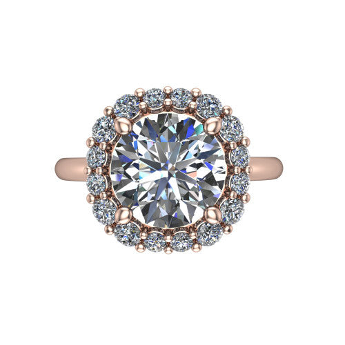 Aaliyah Round Shape Halo Engagement Ring in 18K Rose Gold