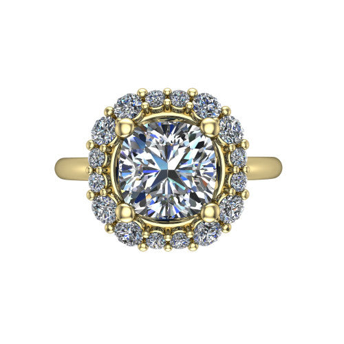 Aaliyah Cushion Shape Halo Engagement Ring in 14K Yellow Gold