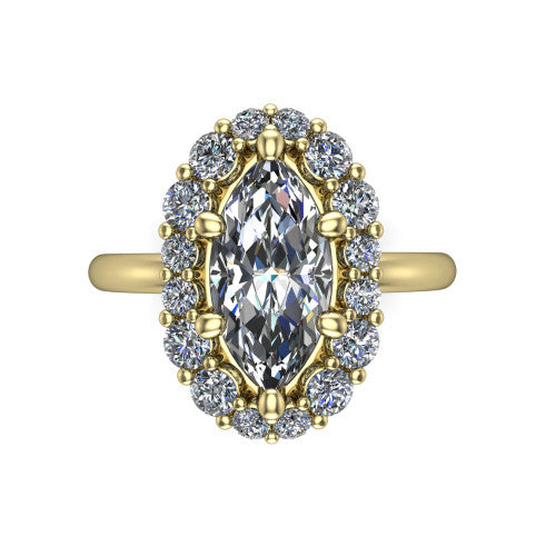 Aaliyah Marquise Shape Halo Engagement Ring in 14K Yellow Gold