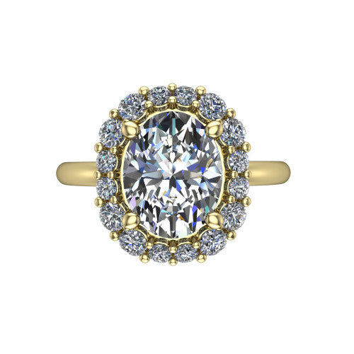 Aaliyah Oval Shape Halo Engagement Ring in 14K Yellow Gold