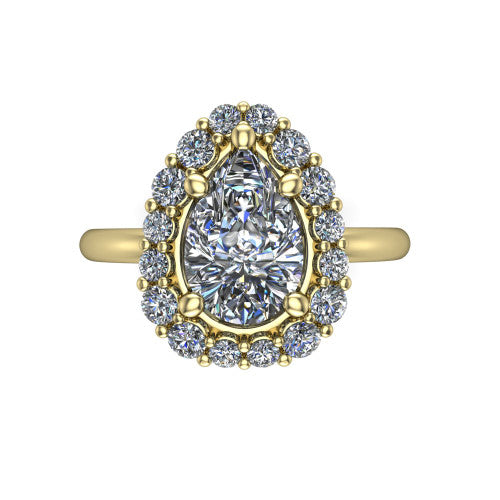 Aaliyah Pear Shape Halo Engagement Ring in 18K Yellow Gold