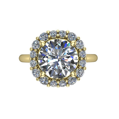 Aaliyah Round Shape Halo Engagement Ring in 14K Yellow Gold
