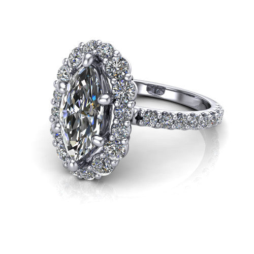 Brooklyn Marquise Shape Halo Engagement Ring in Platinum