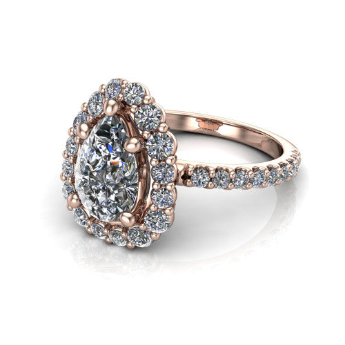 Brooklyn Pear Shape Halo Engagement Ring in 18K Rose Gold