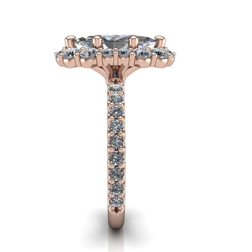 Brooklyn Marquise Shape Halo Engagement Ring in 14K Rose Gold