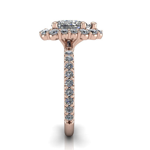 Brooklyn Pear Shape Halo Engagement Ring in 14K Rose Gold