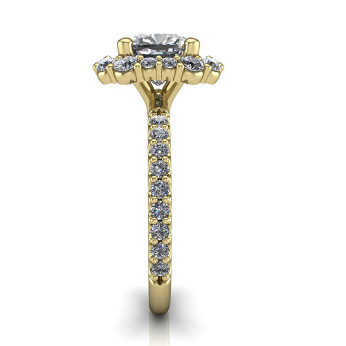 Brooklyn Cushion Shape Halo Engagement Ring in 14K Yellow Gold