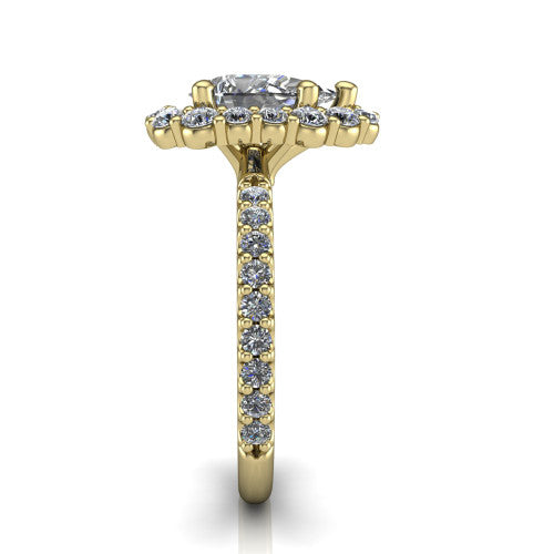 Brooklyn Pear Shape Halo Engagement Ring in 14K Yellow Gold