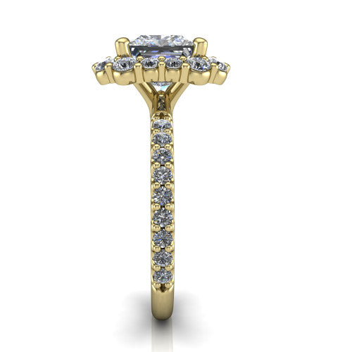 Brooklyn Princess Shape Halo Engagement Ring in 18K Yellow Gold