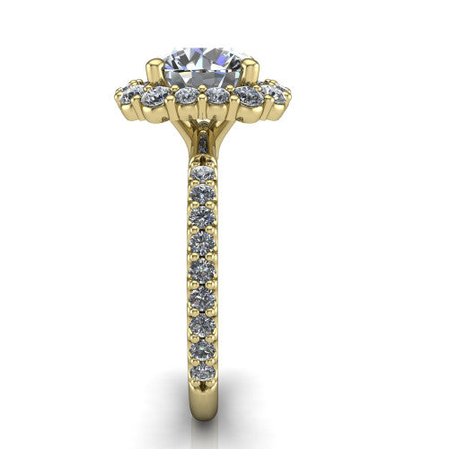 Brooklyn Round Shape Halo Engagement Ring in 18K Yellow Gold